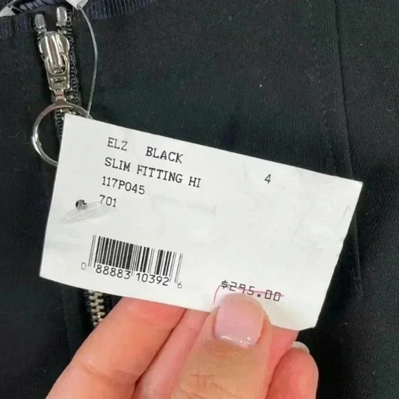 Elizabeth And James Black Slim Leg Exposed Front Zipper Pant - Picture 9 of 9